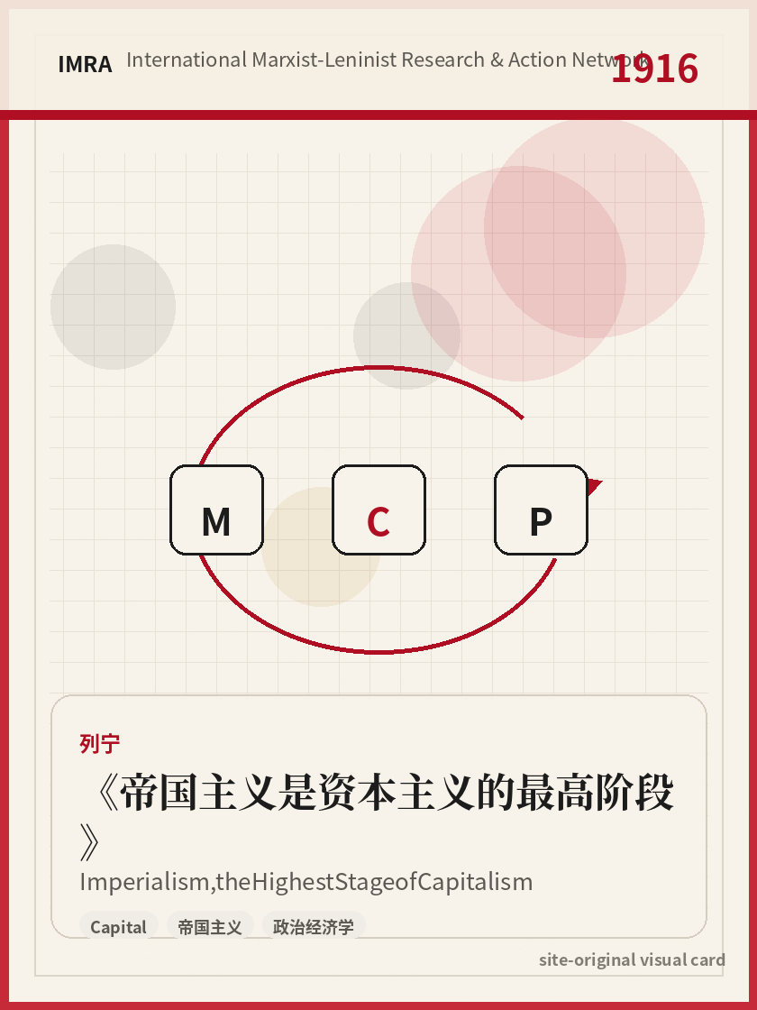 帝国主义是资本主义的最高阶段 站内资料视觉卡，包含作者、年份和主题意象。 / Imperialism, the Highest Stage of Capitalism site-generated reference visual card with author, year, and thematic imagery.